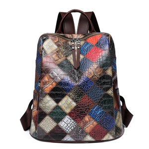 <span class=keywords><strong>Sac</strong></span> <span class=keywords><strong>à</strong></span> <span class=keywords><strong>Dos</strong></span> Patchwork Multifonction Étanche Vintage <span class=keywords><strong>Coloré</strong></span> pour Adolescentes Nouvelle Mode Cartable Décontracté Ordinateur Portable Voyage Fermeture Éclair - Product Image 6