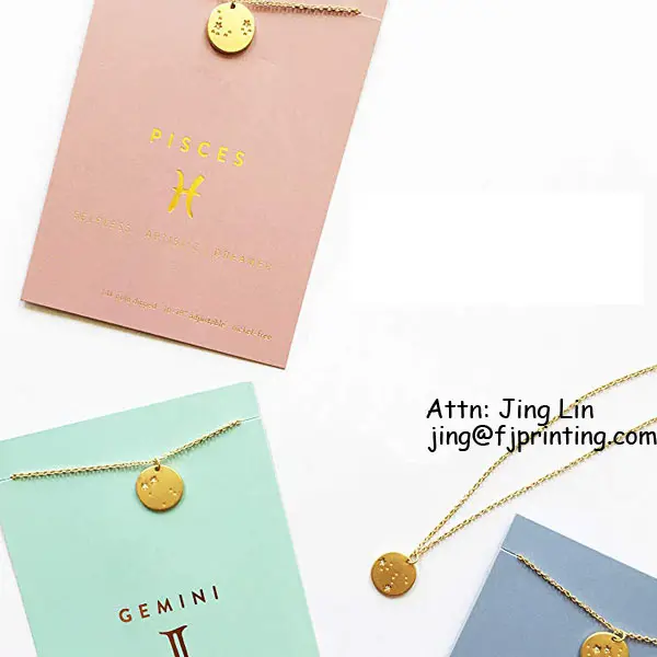 Custom printing handmade brand necklace ear rings bracelet jewelry packaging display paper cards