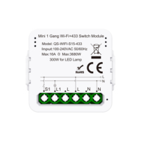 Mini Módulo de Interruptor Inteligente WiFi+433MHz de 2 Canales, Control por Aplicación TUYA, Autoalimentado, Sin Batería, Control Remoto Inalámbrico, Interruptor de Relé para PC de Uso Doméstico