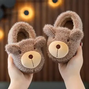 참신 푹신한 미끄럼 방지 곰 동물 디자인 슬리퍼 아기를위한 봉제 신발
