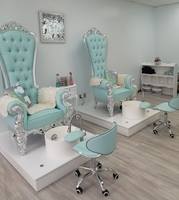 Mobilier de salon de beauté et manucure Fauteuil de pédicure à dossier haut Fauteuils de pédicure avec boucle en cuir et boucle en cristal