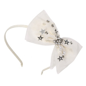 Diademas para bebé con lazo y estrella, banda delgada de color liso ondulado, diadema para niñas, accesorios de moda para el cabello con brillo. - Product Image 6