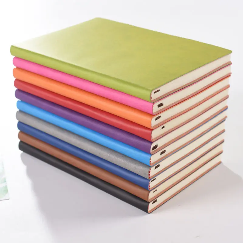 Custom A5 Soft Cover Lederen Notitieboekjes Effen Kleur Journal Met Book Mark Custom Notebooks Aangepaste Notebook