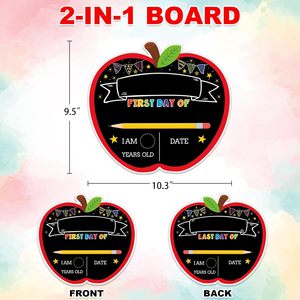 Letrero de <span class=keywords><strong>Pizarra</strong></span> para el Primer y Último Día de Clases, Accesorios Reutilizables con Forma de Manzana para Fotos, Tablero de Hitos de Regreso a Clases para Niños - Product Image 2