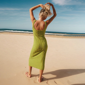 Abito Lungo a Righe Casual da <span class=keywords><strong>Donna</strong></span>, Leggero ed Elegante per l'Estate, Vestito Maxi Comodo per Uso Quotidiano, Maglione per Signore - Product Image 4