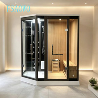 Sauna intérieur moderne sur mesure avec douche intégrée, cabine de sauna à vapeur sèche