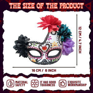 Masque <span class=keywords><strong>de</strong></span> mascarade pour femme, masque <span class=keywords><strong>de</strong></span> nuit mexicain du Jour des Morts, masque <span class=keywords><strong>de</strong></span> tête <span class=keywords><strong>de</strong></span> mort en sucre, accessoire <span class=keywords><strong>de</strong></span> déguisement pour fête mexicaine - Product Image 4