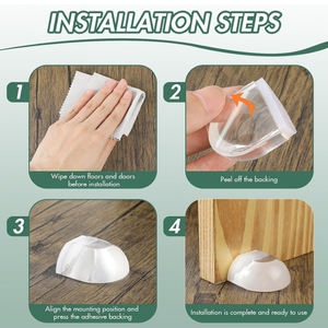 Transparent Rubber No-Drill <b>Door</b> Stopper Self-Adhesive Wall Protectors Shock-Absorbing Floor Wall Buffers Eco-Friendly - Product Image 6