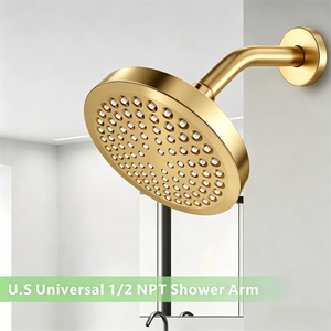 Braccio Doccia a <span class=keywords><strong>L</strong></span> da 10 Pollici in Acciaio Inox 304 Dorato Lucido, Moderno, per Cucina e Bagno, ad Alta Pressione e Risparmio Idrico, Montaggio a Parete - Product Image 5