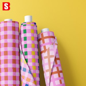 Tela de Algodón Ligera y Suave con Diseños Geométricos <span class=keywords><strong>Vichy</strong></span> Impresos Digitalmente, Bessi 2026, para Prendas - Product Image 1