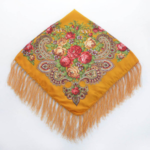 Vintage Blue <strong>Boho</strong> Headscarf Traditional Slavic Floral Design Square Traditional Shawl for Autumn for <strong>Men</strong> and Women - Product Image 3