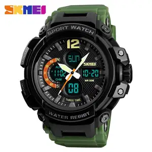 SKMEI 1343 new style green mens digital watch excel Rubber strap water resist date display friendship sports hand watch