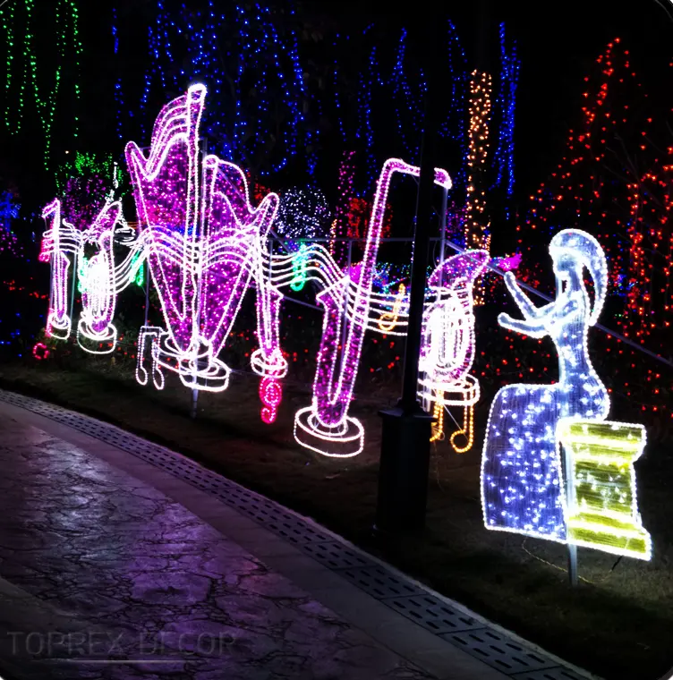 ديكور ضوء LED قوس قزح مخصص للكريسماس ديكور احتفالات الموسيقى والترفيه في الشارع للاستخدام الداخلي والخارجي