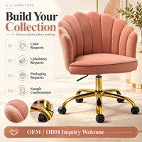 Chaise de bureau en velours à dossier capitonné festonné, pivotante et réglable en hauteur, idéale pour la maison, le bureau ou la chambre à coucher - Vente en gros usine
