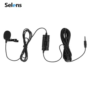 Selens Lavalier Microphone 3.5mm Lavalier Lapel Omnidirectional Condenser Clip on Microphone For Smartphones Cameras Interview