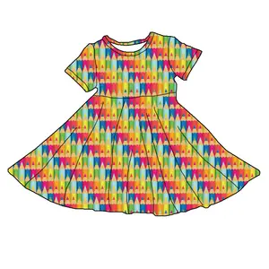 Милый стиль на заказ для маленьких девочек платье с карманами и принтом яблока для девочек летние платья для детей