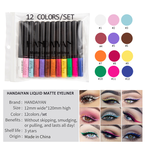 Handaiyan - Juego de 12 Delineadores de Ojos Líquidos Mate de Lujo, Delineador de Ojos Líquido de Larga Duración a Prueba de Agua, Delineador de Ojos de Color Mágico - Product Image 4