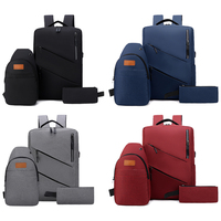 Sac à dos scolaire classique personnalisé avec logo, ensemble de 3 pièces : sac à dos, sacoche pour ordinateur portable et sac de poitrine