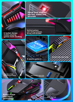 Ratón portátil para juegos con luz RGB, retroiluminado con LED, Mini USB recargable con cable para jugadores profesionales, ordenador portátil Compatible