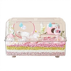 Cage à <span class=keywords><strong>hamster</strong></span> dorée en plastique extra-large, ensemble complet, facile à nettoyer, aménagement décoratif, intérieur, toutes saisons - Product Image 1