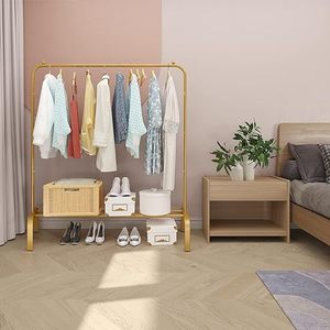 Metal Single Tier Clothing Rack with Bottom <b>Shelf</b> for <b>Hanging</b> Clothes in Living Room - Product Image 3