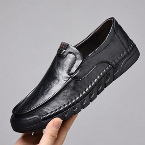Mocassins pour hommes en cuir marron à semelle épaisse et talon bas, faits à la main, nouveau style 2026 - Product Image 2