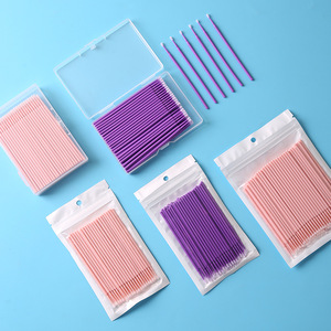 Coton-tiges jetables en nano-coton à pointe ultra-fine, monocouche, ronds, pour le démaquillage, violet rose, sachet de 100 pièces, multi-usages - Product Image 4