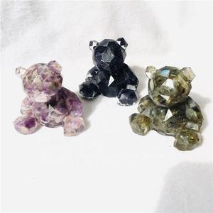 Pierres de guérison naturelles, sculptées en cristal, pierres de gravier en époxy, ours du macam et époxy pour la décoration, vente en gros, pièces - Product Image 2