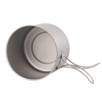 Pot de camping en titane de 1100 ml, ustensiles de cuisine ultralégers pour la randonnée, poignée pliable, pot de cuisson pour la randonnée en plein air, ensembles de vaisselle