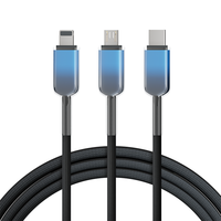 Câble de charge rapide USB Gradient 60W avec prise en charge PD 27W, tressé, triple port, conducteur en cuivre pur pour téléphones mobiles Android et iOS