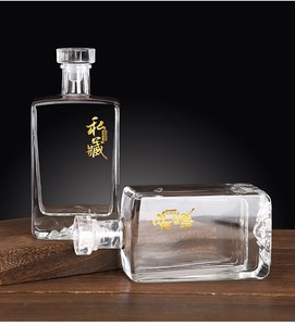 Chai thủy tinh vuông đựng rượu mini 50ml 200ml 375ml 500ml 750ml, dùng cho rượu mạnh, rượu vang, gin, whisky, vodka, tequila, có nắp nút chai. - Product Image 5