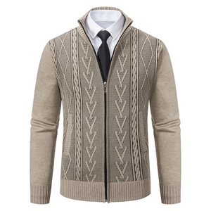 Novo Casaco Jacquard Masculino 2025, Suéter Casual Quente e Grosso com Gola Alta para Outono e Inverno, Design Moderno Masculino - Product Image 4