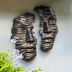 Estatua Gigante de Metal Fundido, Escultura Facial de Bronce, Decoración de Pared, Gran Estatua Artística Abstracta de Bronce Antiguo - Product Image 1