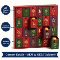 Calendrier de l'Avent Personnalisé OEM ODM en Gros, Boîte de Compte à Rebours de Noël 24 Jours avec 25 Compartiments, Usine Certifiée ISO 9001