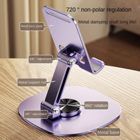 Support de téléphone portable et tablette de bureau, rotatif à 360 degrés, en alliage d'aluminium, fixation par ventouse universelle, réglable, pliable, portable