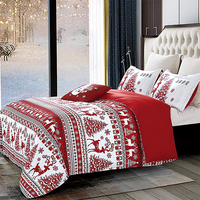 Motif de flocon de neige arbre de cerf rouge impression 3D literie de couette de luxe ensemble de housse de couette de Noël