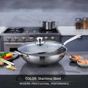 Juego de utensilios de cocina <span class=keywords><strong>Wok</strong></span> Edelstahl de acero inoxidable de 32cm de alta calidad con tapa - Product Image 2