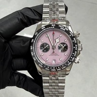 Nouvelle montre chronographe à quartz pour homme de 39 mm, cadran rose, verre saphir, alimentée par un mouvement VK64