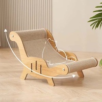 Chaise longue griffoir pour chat en bois de luxe avec coussins en corde de chanvre remplaçables et structure robuste et durable