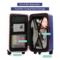 Valise trolley rigide ABS PC 20/24/28 pouces avec roulettes pivotantes à 360 degrés, serrure TSA, port USB, porte-gobelet, durable et légère
