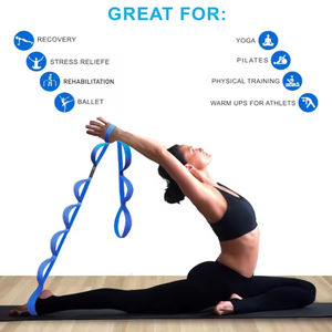 Cinghia di Stretching Non elastica 10 loop Yoga cinturino per la terapia fisica Pilates esercizio banda elasticizzata per la flessibilità di allenamento - Product Image 6