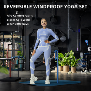ชุดออกกำลังกายผู้หญิงสำหรับฤดูใบไม้ร่วงและฤดูหนาว ระบายอากาศได้ดี เป็นมิตรกับสิ่งแวดล้อม ใส่ได้สองด้าน กันลม อุ่นสบาย กระชับเอว ด้านหน้าสีพื้น - Product Image 2