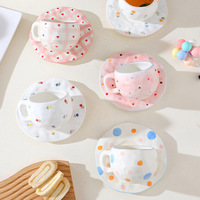 Ensemble tasse à œuf et soucoupe en porcelaine fine de haute qualité, 300 ml, peint à la main, style japonais, pour latte art, thé de l'après-midi à la maison, motif dessin animé