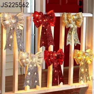 Laço de arco para natal, decoração externa, grande, led, para natal, gravata borboleta, porta frontal, decorações penduradas