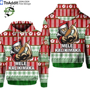 Sudadera con Capucha Hawaiana Personalizada con Logotipo OEM ODM para Hombre, Suéter Navideño Feo de Poliéster con Estampado Mele Kalikimaka - Product Image 4