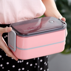 Double Layer <b>Lunch</b> <b>Box</b> Bento <b>Box</b> Stainless Steel With Dividers Portable For Students Office Workers Large Capacity Rectangle - Product Image 3