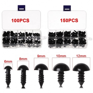 100 Pièces Yeux de sécurité en plastique pour poupées avec boîte de rangement, Accessoires DIY pour animaux, marionnettes et poupées, Yeux noirs artisanaux avec rondelles - Product Image 3