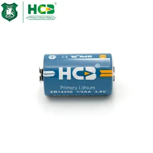 HCB ER14250 Lithium Battery With Pin Medical Device And Automatic Smart Meters 3.6V Lithium Primary Cell