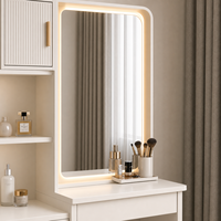 Coiffeuse et table de maquillage moderne professionnelle avec miroir LED blanc en MDF pour chambre, hôtel, salon