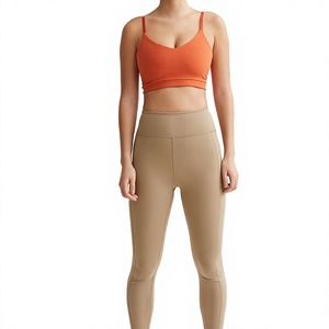 Sujetador deportivo sin costuras color naranja para mujer, de alto soporte, de secado rápido, con logo frontal, para gimnasio, yoga y ropa deportiva. - Product Image 2